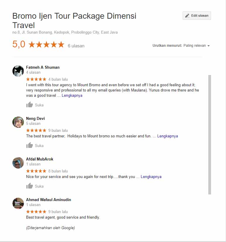 Recommendation Bromo DImensi Tour Package
